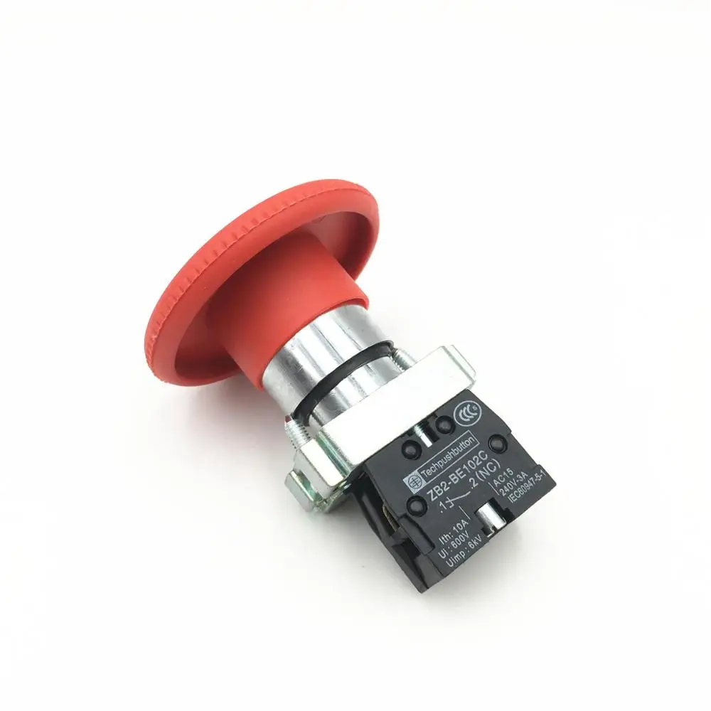 8pcs XB2 BS642 Red Mushroom Head Emergency Stop Pushbutton Switch Turn to Release 1 NC Rotate Reset 22mm Mounting Hole