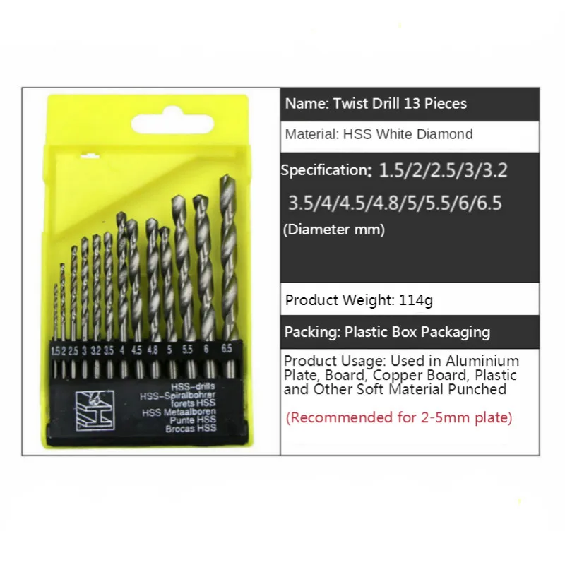 13PC/20PC 1.5-6.5/0.3-1.6มม.รอบ Shank Twist Set Mata Bor ไทเทเนียมเคลือบไททาเนียม HSS ปืนเจาะบิตงานไม้เครื่องมือโลหะ