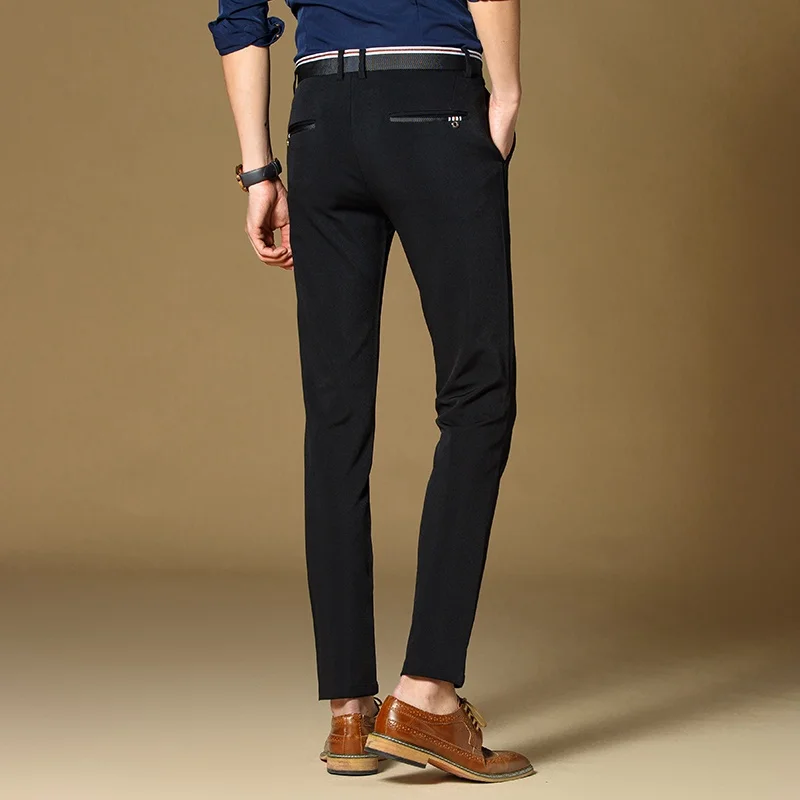 Spring Autumn Fashion Black Stretch Business Casual Pants Young Men's Slacks Classic Dress Pants Suit Long Pants Male