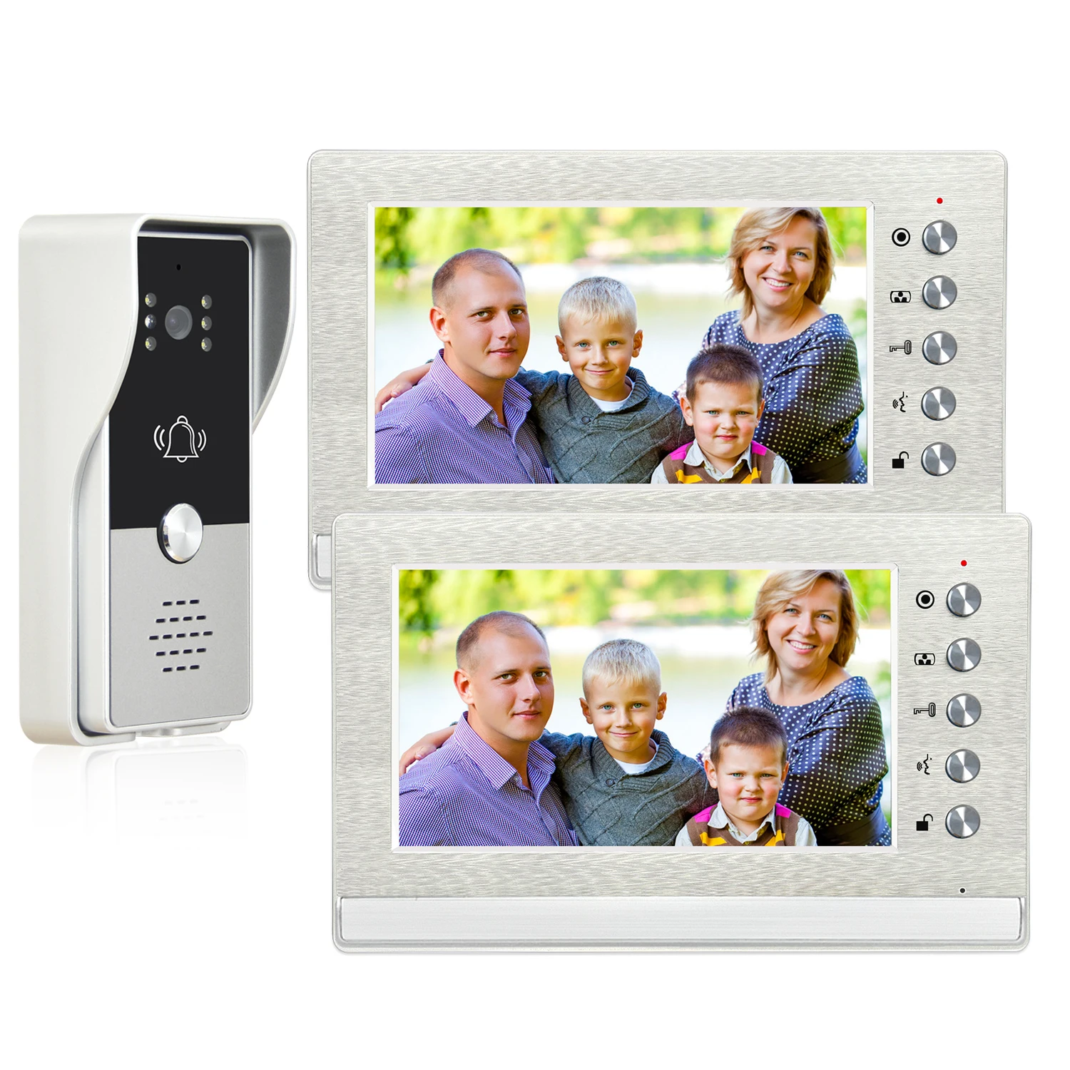 สายวิดีโอระบบอินเตอร์คอมวิดีโอประตูโทรศัพท์2-Monitor ประตูโทรศัพท์ Doorbell สนับสนุนปลดล็อคสำหรับ Home Villa อพาร์ทเม้นท์