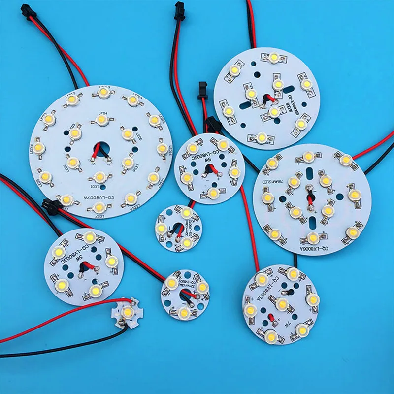 LED Lamp Beads 3W 5W 7W 9W 12W 15W 18W High Power LED PCB board welded terminal wire LED pendant light source  light board