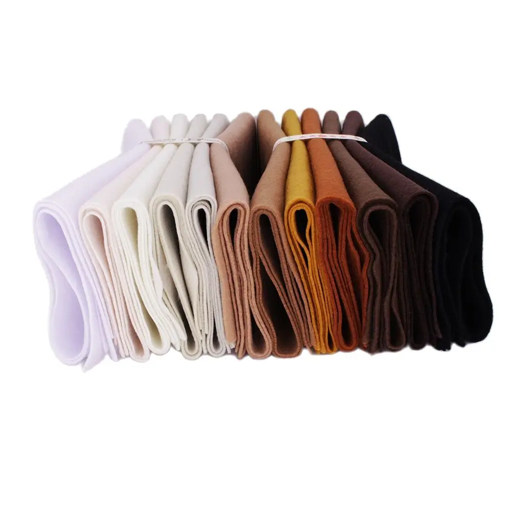 Polyester Non-Woven Felt Fabric DIY Sewing Material For Toys Dolls Ornaments Cloth White Black Brown 12 Pcs/Lot 25cmx28cm