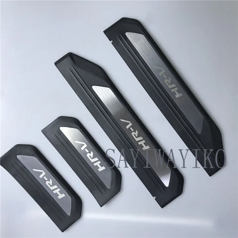 4 PCS  Welcome Pedal Car Scuff Plate Pedal Door Sill Pathway fit For Honda HR-V HRV 2016 2017 2018 2019