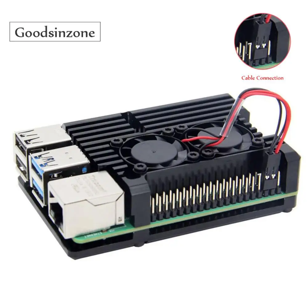 Металлический Алюминиевый Чехол для Raspberry Pi 4, с двумя вентиляторами, для Raspberry Pi 4, радиатор для Raspberry Pi 4, Модель B / Pi 4B