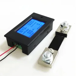 LCD Power Energy Consumption Current Ammeter DC 6.5-100V 20A 100A Amp Watt Kwh 4 in 1 Digital Voltmeter Ampere Meter with Shunt