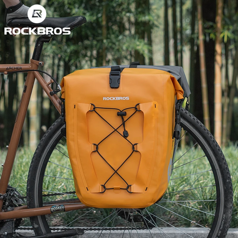 

ROCKBROS Bicycle Bag Large Capacity Waterproof Bike Rack PVC Tail Parcel Portable Reflective Wear-resistant Cycling Accessories