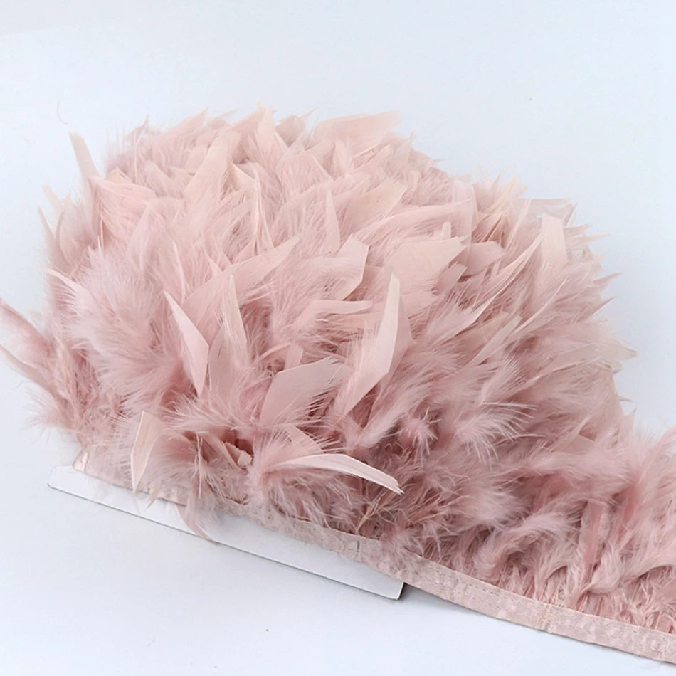 1/2Yards Natural Turkey Marabou Feathers Trim Ribbon Crafts DIY  White Feather Sewing Clothing Wedding Party Decoration 10-15cm