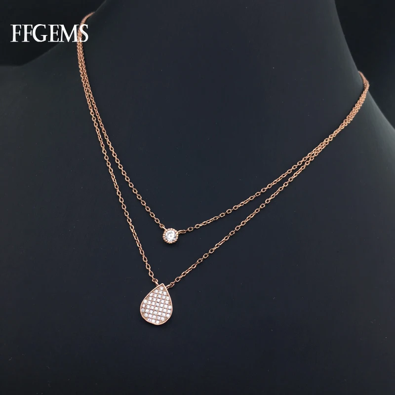 

FFGems Real 10K Gold Necklace Pendant Sterling Natural Diamond or Moissanite Elegant Find Jewelry for Women Party Wedding Gifts