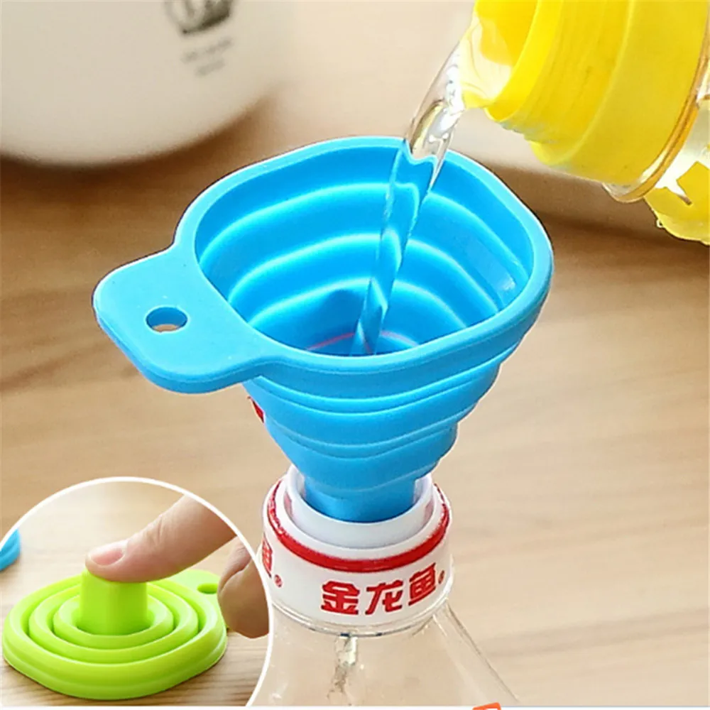 Kitchen Home Mini Food Grade Silicone Folding Telescopic Funnel