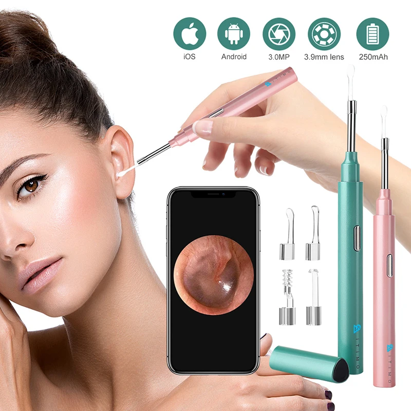 

3.9mm WiFi Otoscope Ear Cleaning Endoscope HD 1080P Wireless Ear Camera 5-Axis Gyroscope Earwax Removal Tool for Kids