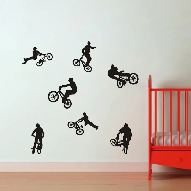 Motorcycle Stunt wall sticker motorbike poster wall decals Vinyl boys sticker room mural decor