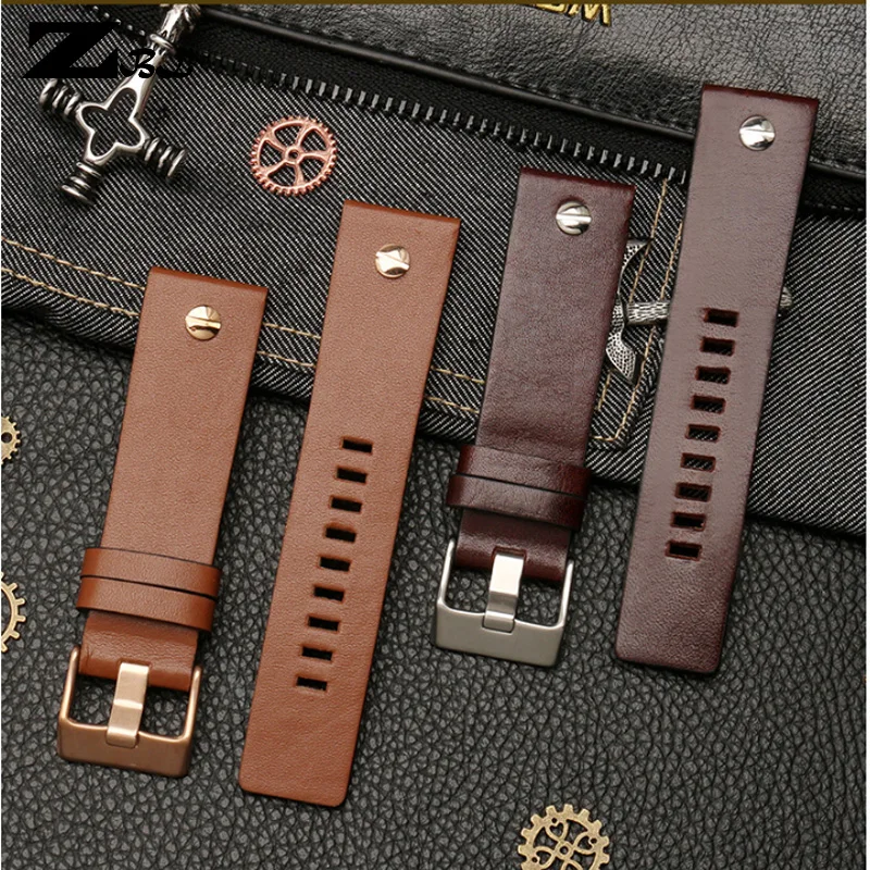 Genuine leather watch strap 22 24 26 28 30mm watchband with rivet for diesel DZ7406 DZT2009 DZ7413 DZ4343 watch band bracelet