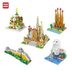 Kids Micro Blocks World Famous Architecture Great Wall Sagrada Familia Mini Plastic Diamond Building Bricks Educational Toys