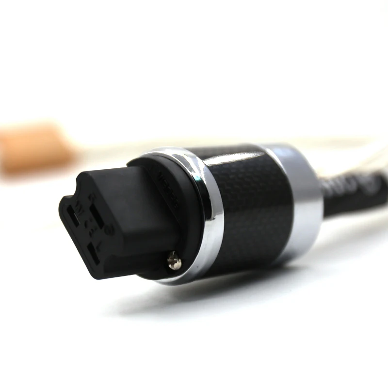 

1 PCS EU Schuko/US Power Cable 20A C19 Carbon Fiber AC Mains Cord for Hi-Fi & Audio Systems