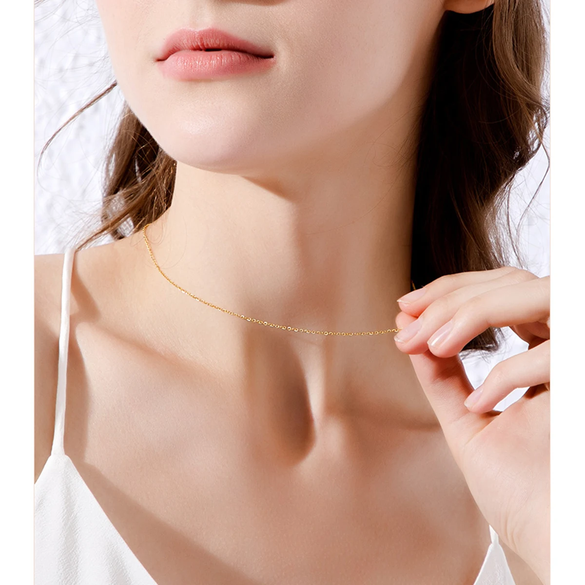 Klassische Basis-Kette 100% Echtes 925 Sterling Silber Halskette für Damen Verstellbare 45cm O-Kette für Edlen Schmuck Modischer Anhänger – Detail 3
