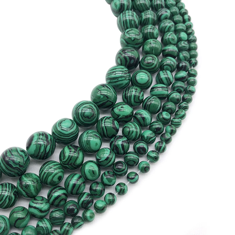 Natural Green Malachite Stone Round Loose Beads 4 6 8 10 12 14mm For Jewelry Making Bracelet Necklace Diy  Strand 15\