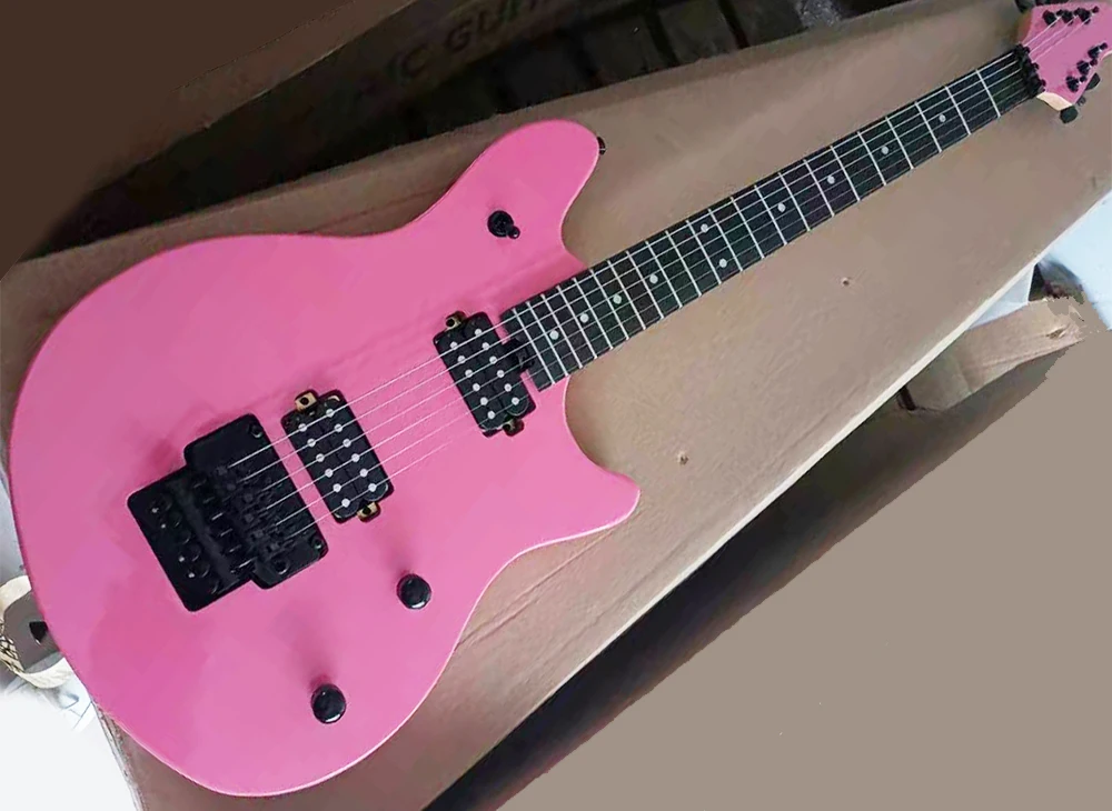 6 Strings Pink Electric Guitar with Maple Fretboard,Quilted Maple Veneer