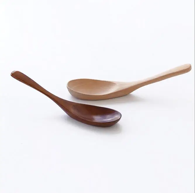 15x4cm 10pcs/lot unqiue Japanese style wooden spoon tableware flat bottom wood spoons porridge scoop wholesale