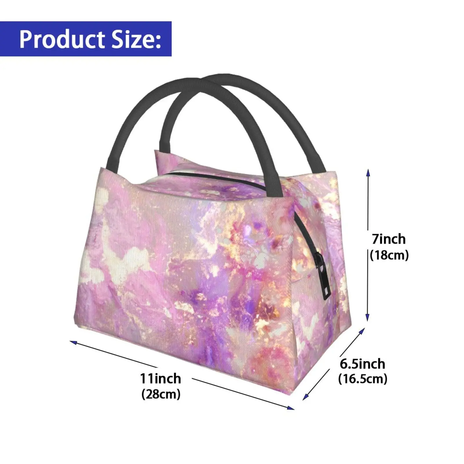 Portable Insulation Bag Romantic Soul Marble Contemporary Decorative Romantic Pink Quartz Rosegold Modern