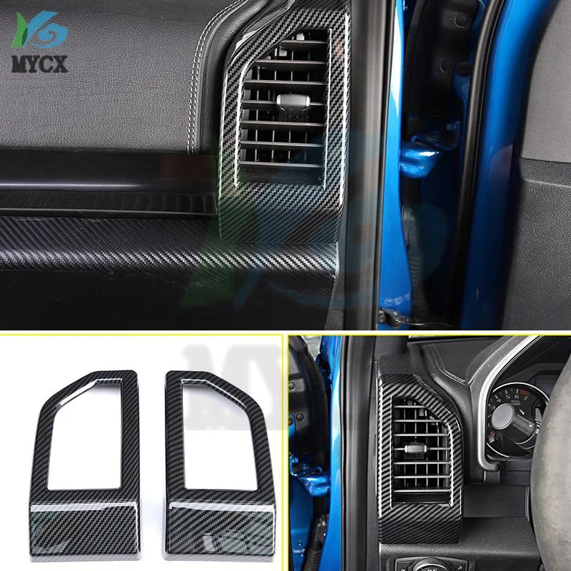 Fit for Ford Raptor F-150 2017 2018 2019 2020 Car Accessories ABS Carbon Front Side AC Vent Outlet Sticker Cover Strips 3pcs