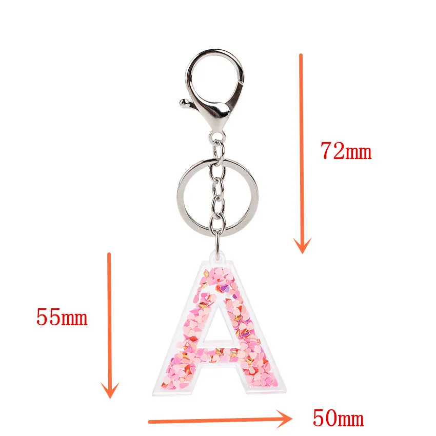 1PC Women Keychains  Glitter Hollowed-out  26 Words Handbag English Letter Keyring  Charms