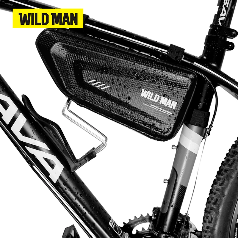 WILD MAN E4 Bicycle Frame Bag Mountain Bike Bag Rainproof Road Cycling Accessory Hard Shell Tools Storage Panniers Capacity 1.5L