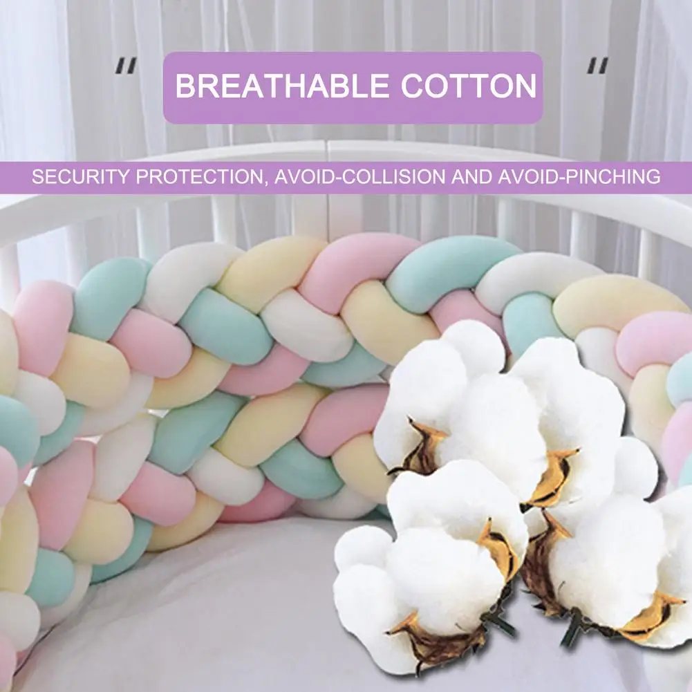 78.7 Inches/200cm Folding Twisted Thicken Baby Bed Bumper Soft Colorful Braided Baby Crib Protective Pad Cushion For Cot