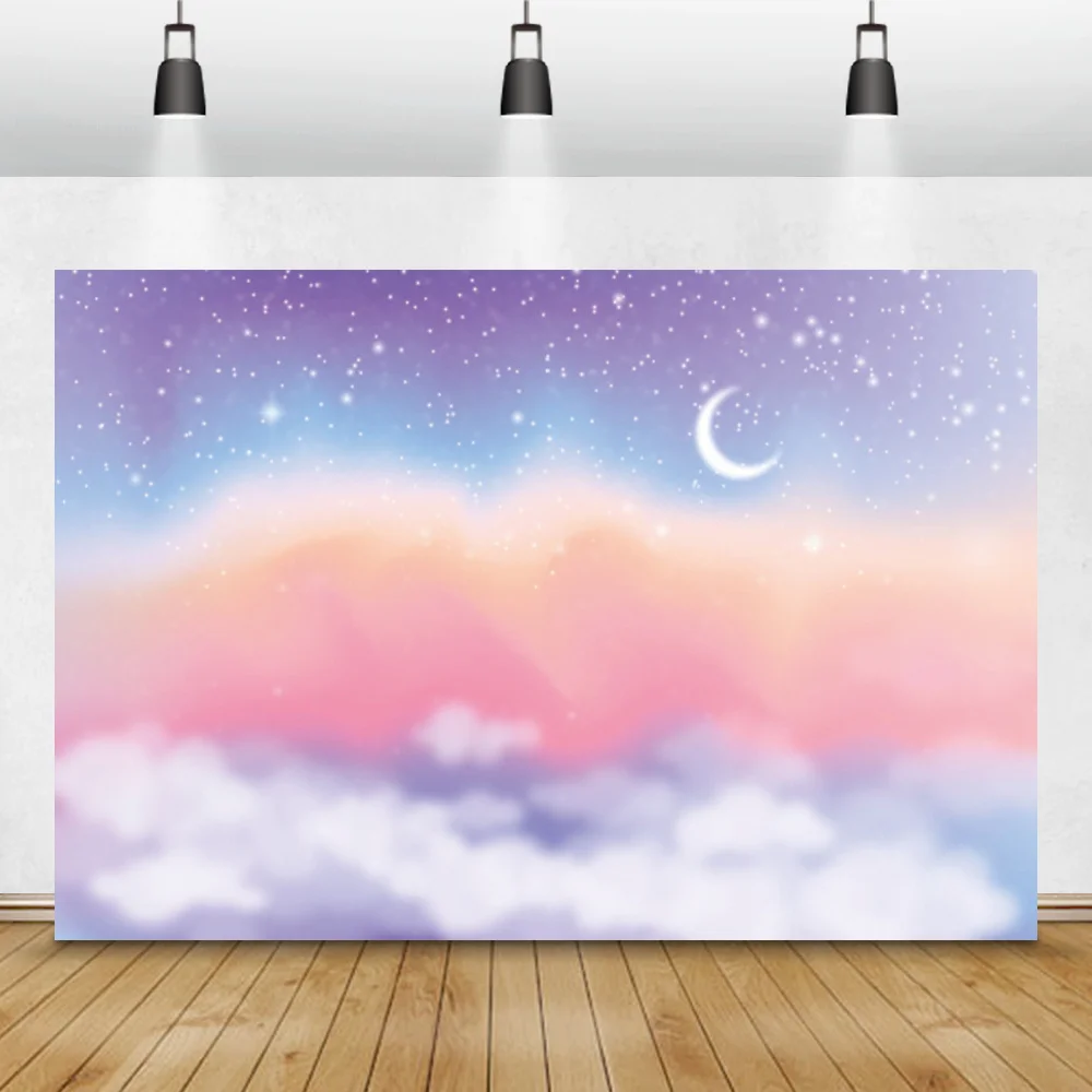 Laeacco Rainbow Colors Sky Clouds Gradient Baby Shower Photo Backdrops Photography Backgrounds Newborn Kids Photophone Photocall