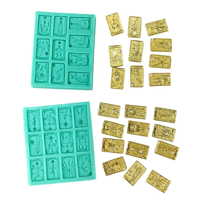 Tarot Card Diamond Necklace Pendant Silicone Mold Jewelry Crystal Epoxy Resin Mold For Jewelry Making