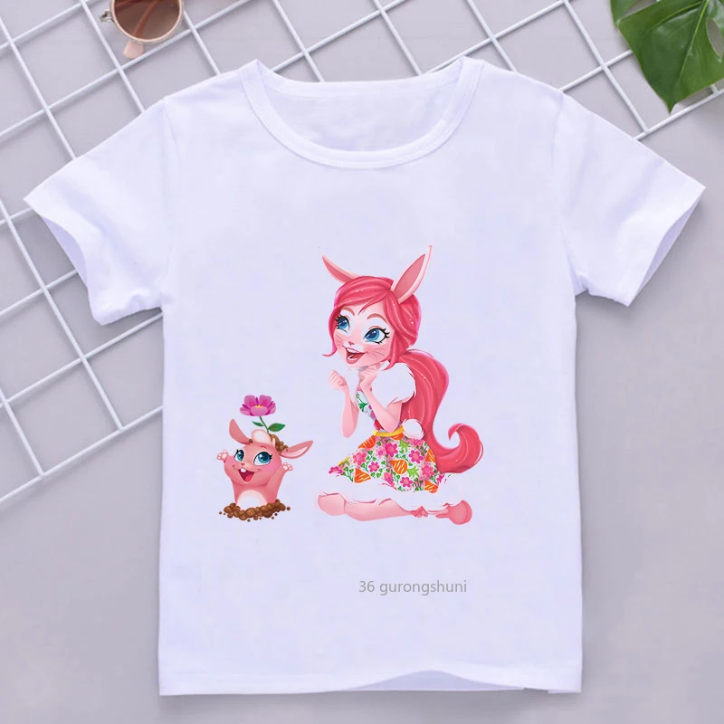 Lady Rabbit Cartoon Print Tshirt Girls T-shirt Cutesummer Fashion Children Toddler Little Girl Clothes Tops 2021 New Hot Sale