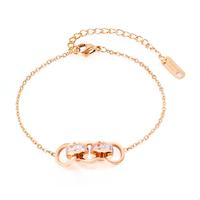 2020 fashion rose gold round Zircon bracelets for women charms kpop stainless steel wristband jewelry adjustable accessorie gift