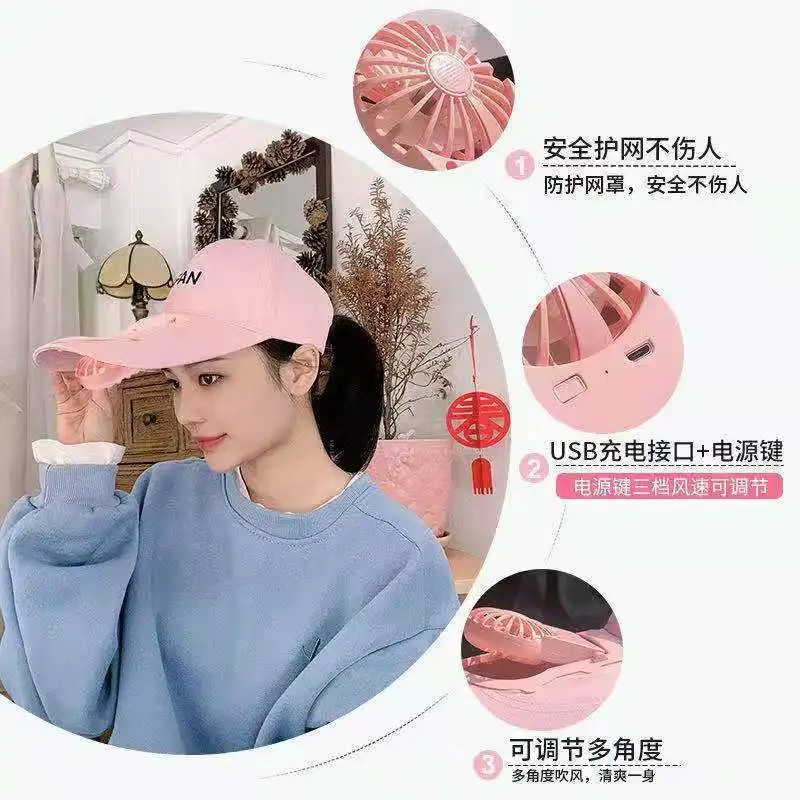 Foreign Trade Explosion Charging New Usb Rechargeable Fan Hat Sun Protection Adult Hat Sun Protection Visor Cap