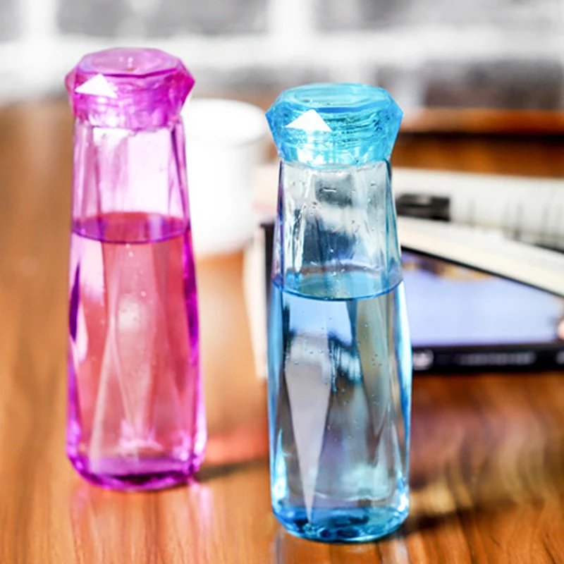 Garrafa de água de cristal de fada do diamante bap livre 420ml garrafa de vidro do esporte garrafa de água à prova de vazamento de agua garrafa de viagem ao ar livre para meninas