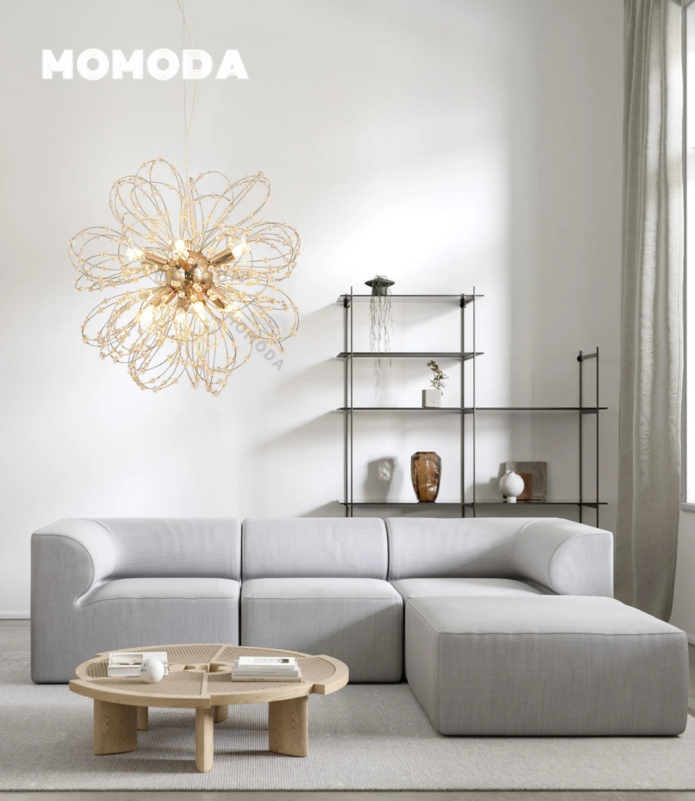 

Modern Dandelion LED Crystal Chandeliers Nordic Sunflowers Stainless Steel Gold Pendant Lights Bedroom Living Room Lamps Lustre