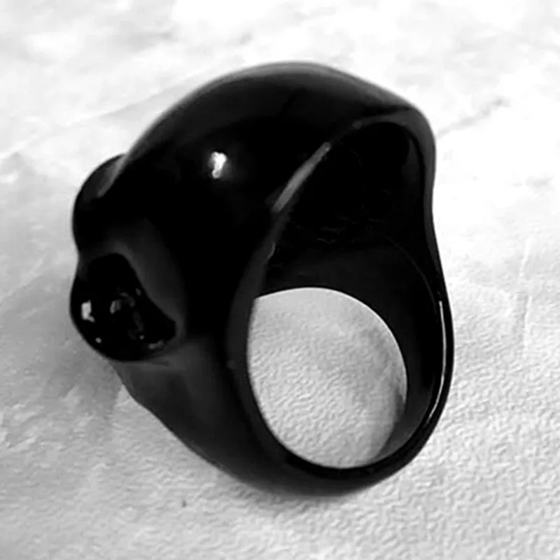 DoreenBeads New Punk Style Black Skull Head Rings Zinc Alloy Cool Death Skull Rings Halloween Hollow Gothic Men\'s Jewelry,1 PC