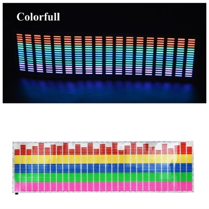 MIHAZ New 45*11cm Led EL sheet music Light lamp sound Equalizer Decoration styling Red Colorful Flash Car Sticker Music Rhythm