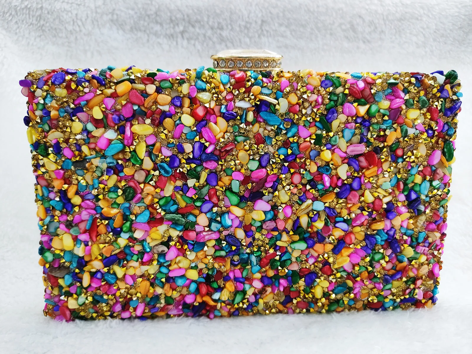 Chaliwini Multicolor stones Clutch Bags Women Party Purse Evening Bags Clultches Formal Party Dinner Rhinestone Handbags Crystal