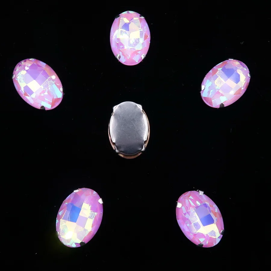 Ovale Silber-Krallenfassungen, 20 Stück/Packung, 10x14mm, 13*18mm, Jelly Candy AB Farben, Glaskristall, zum Aufnähen, Strass-Applikation, DIY-Besatz – Detail 9