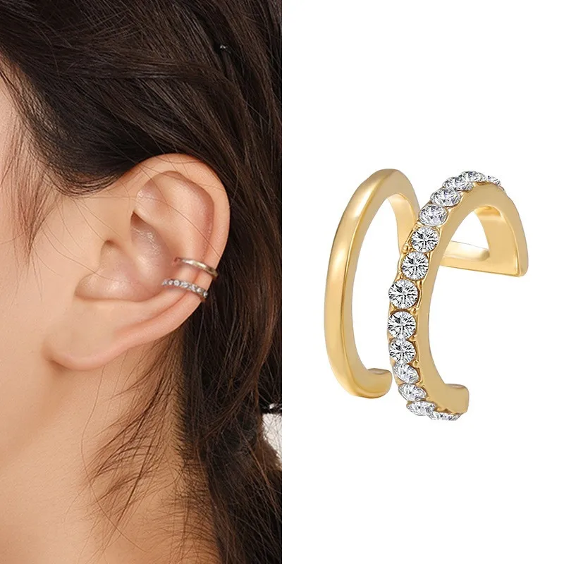 New Crystal Metal Ear Cuff Ear Clip for Women No Pierced C Shape Geometric Small Earcuff Ear Wrap Earcuff Clips Jewelry