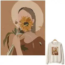 Trasferimento termoadesivo per vestiti girasole ragazza t-shirt donna lavabile di livello A toppe termoadesive adesivo per abbigliamento fresco piccolo