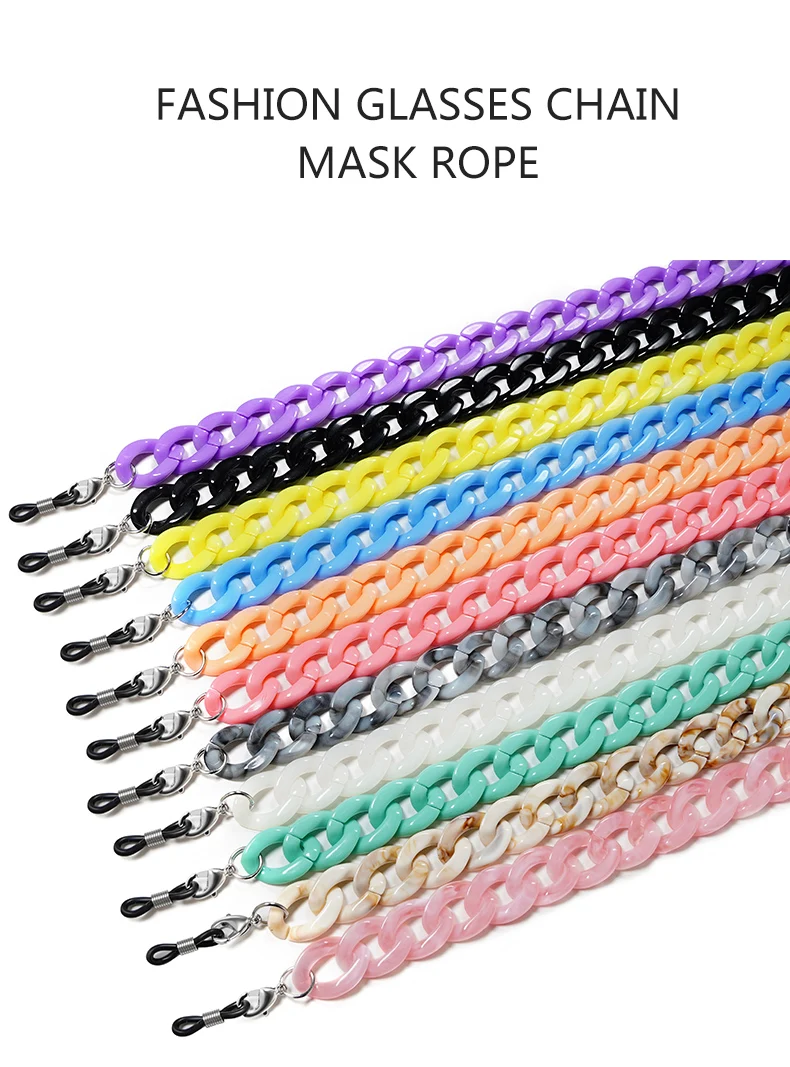 Mode Acryl Brillen Ketten Sonnenbrillen Schnur Anti-Rutsch-Sonnenbrille bänder hängen Ketten am Hals Brillen zubehör – Detail 1