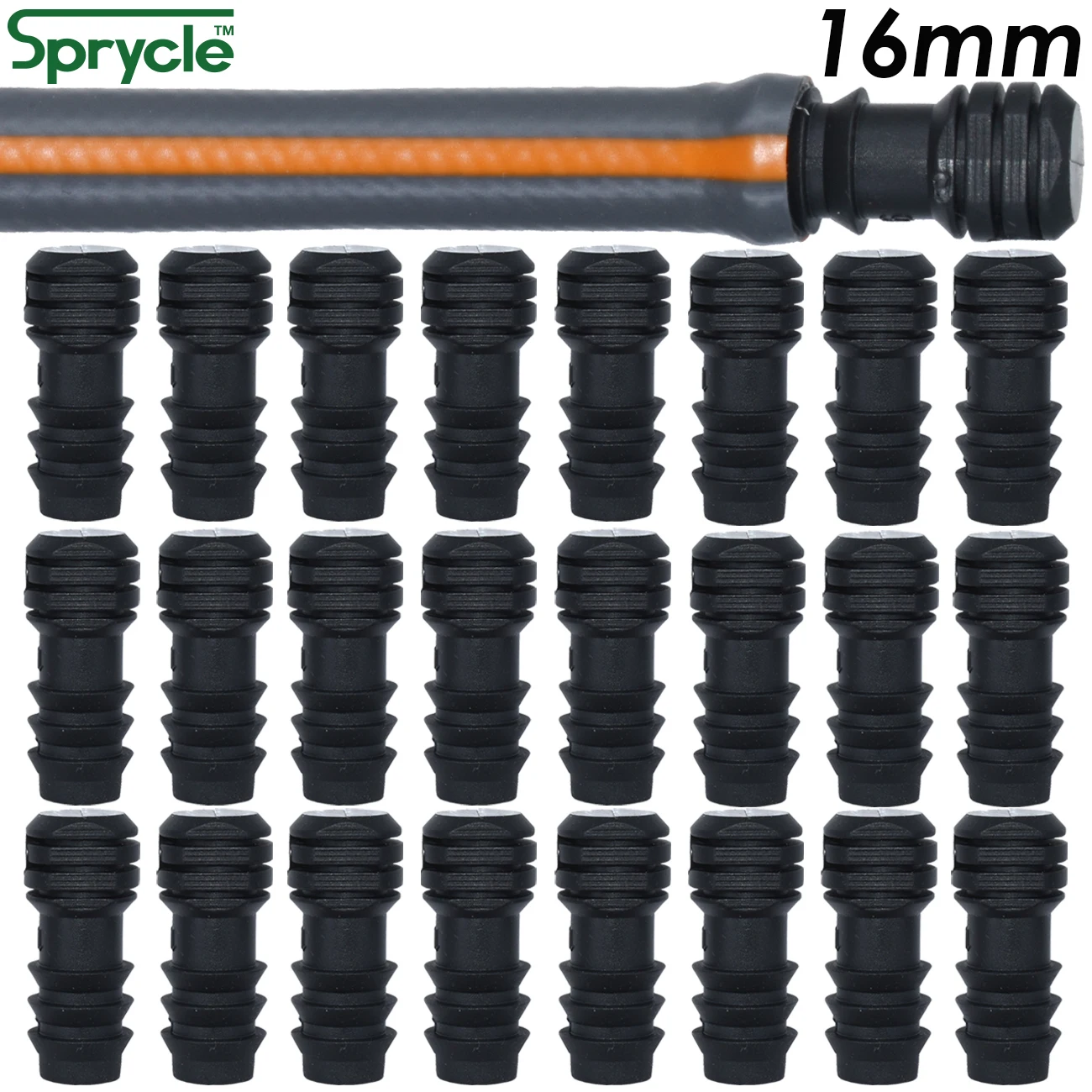 

SPRYCLE 50PCS Garden 1/2'' Barbed End Plug Connector for 16mm PE PVC Hose Fittings Drip Irrigation Water Pipe Connector Repair