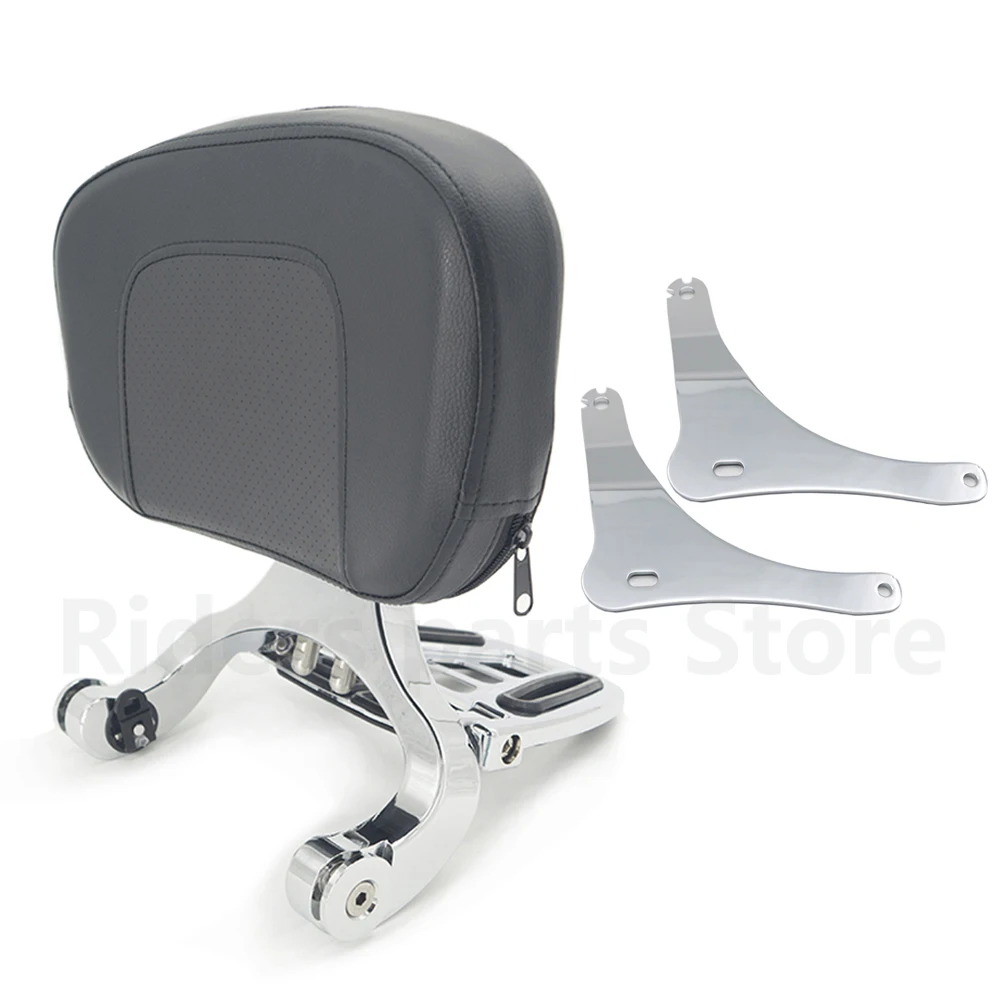 Multi-Purpose Driver Passenger Backrest Black Chrome For Kawasaki Vulcan S