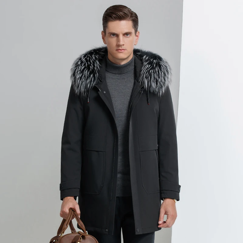 -30 Degree Winter Warm fur Jacket Fashion Men's  Parkas Coats men's Big fox Fur Collar Thick Outwear