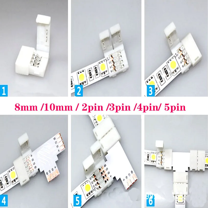 3pcs/Lot 3pin 4pin 5pin  LED Connector For Connecting Corner Right Angle 5050 RGB RGBW 3528 ws2812 LED Strip Connector Terminal