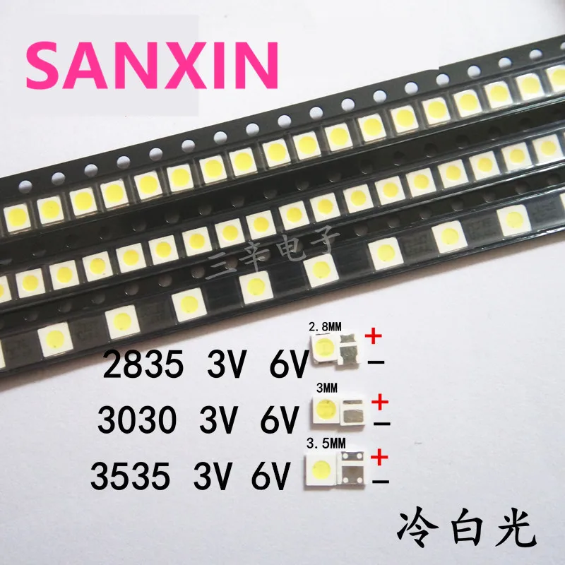 50-100Pcs For led tv backlight 2835 3030 3535 3V 6V 1W 3W kit electronique led for lcd tv repair Cool cold white