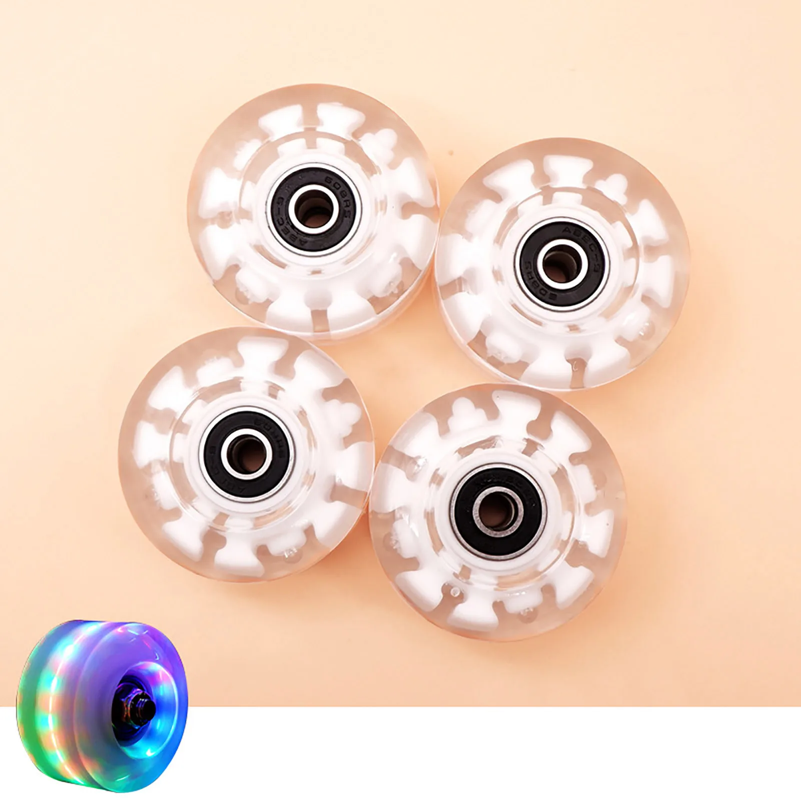 4pcs LED Flash Wheel Freestyl Skates Luminous Wheel Roller Skates Flashing Wheels for Inline Skates for Adults Kids Roller