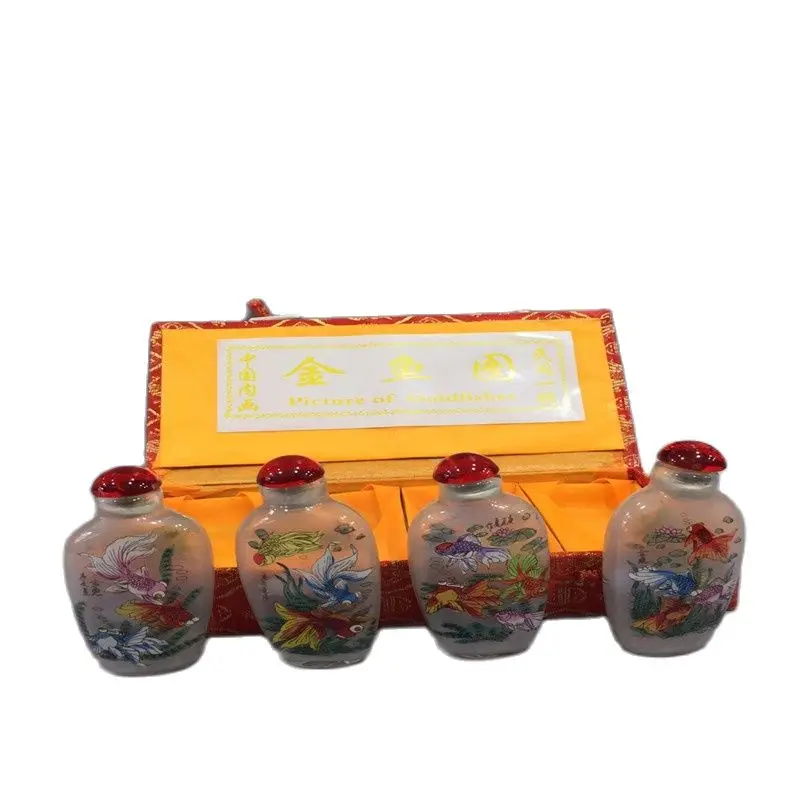 

Chinese Unique Painting Snuff Bottle Inside Painted Four Combinations Goldfish