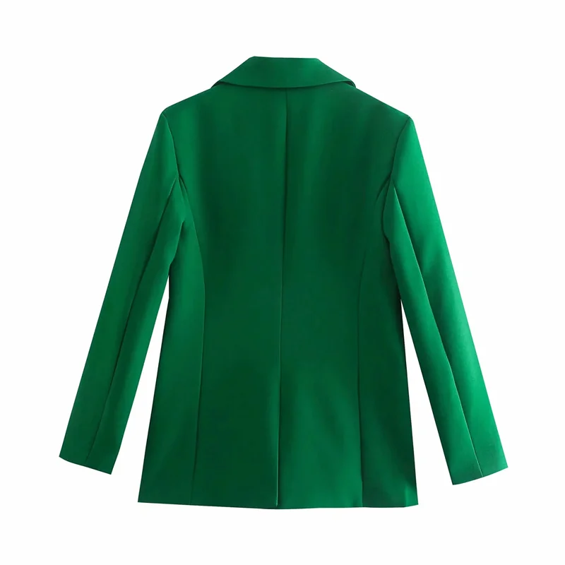 Imagem -04 - Moda Blazer Cabolsas Vintage Entalhado Collar Feminino Casual Chic Verde Tops Primavera Outono Blazers Jaquetas Mulheres Vestuário D155 2023