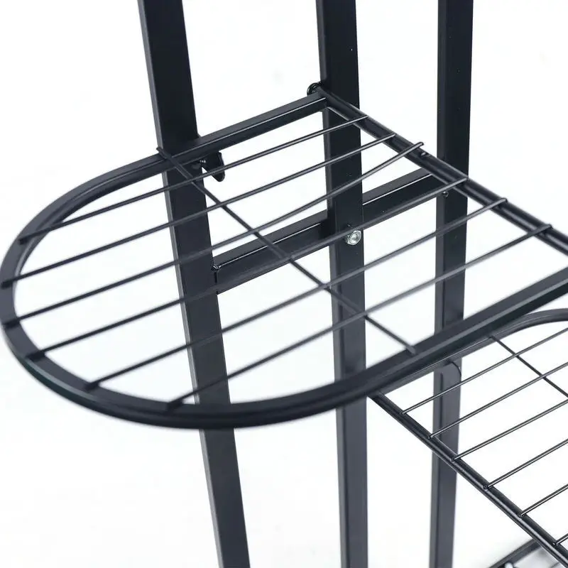 4 Tier 5 Pots Iron Flower Pot Holder, Plant Stand, Planter Display Shelf Rack for Garden Patio Decor